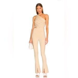 SET Norma Kamali Blonde matching tank crop top and bootcut leggings pants